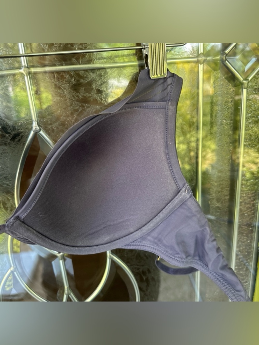 ThirdLove Gray 24/7 Seamless Stripe Plunge Bra 32D 1/2 T Shirt Underwire - Picture 6 of 6
